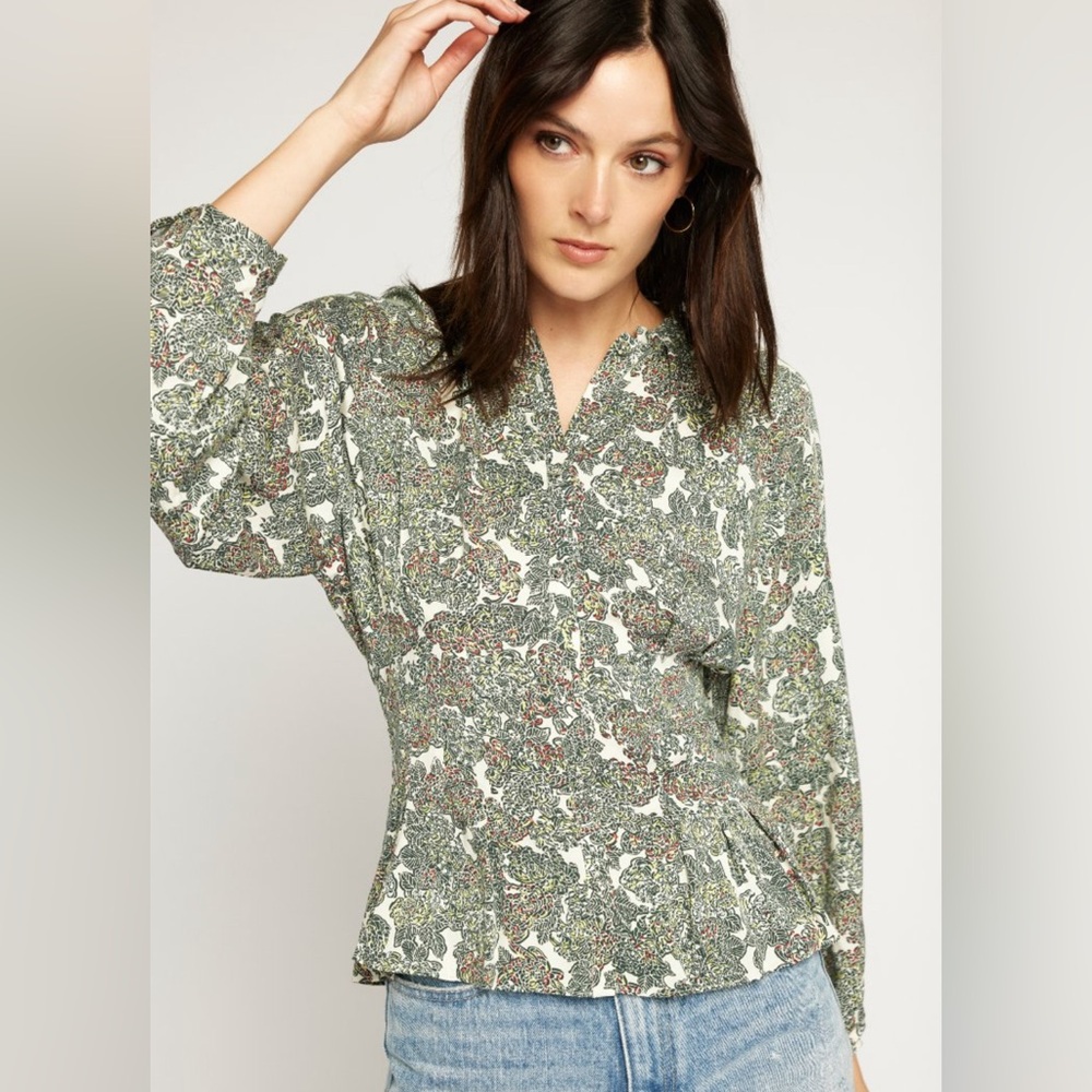 Joie Nitsan winter white multicolor button front long sleeve shirt